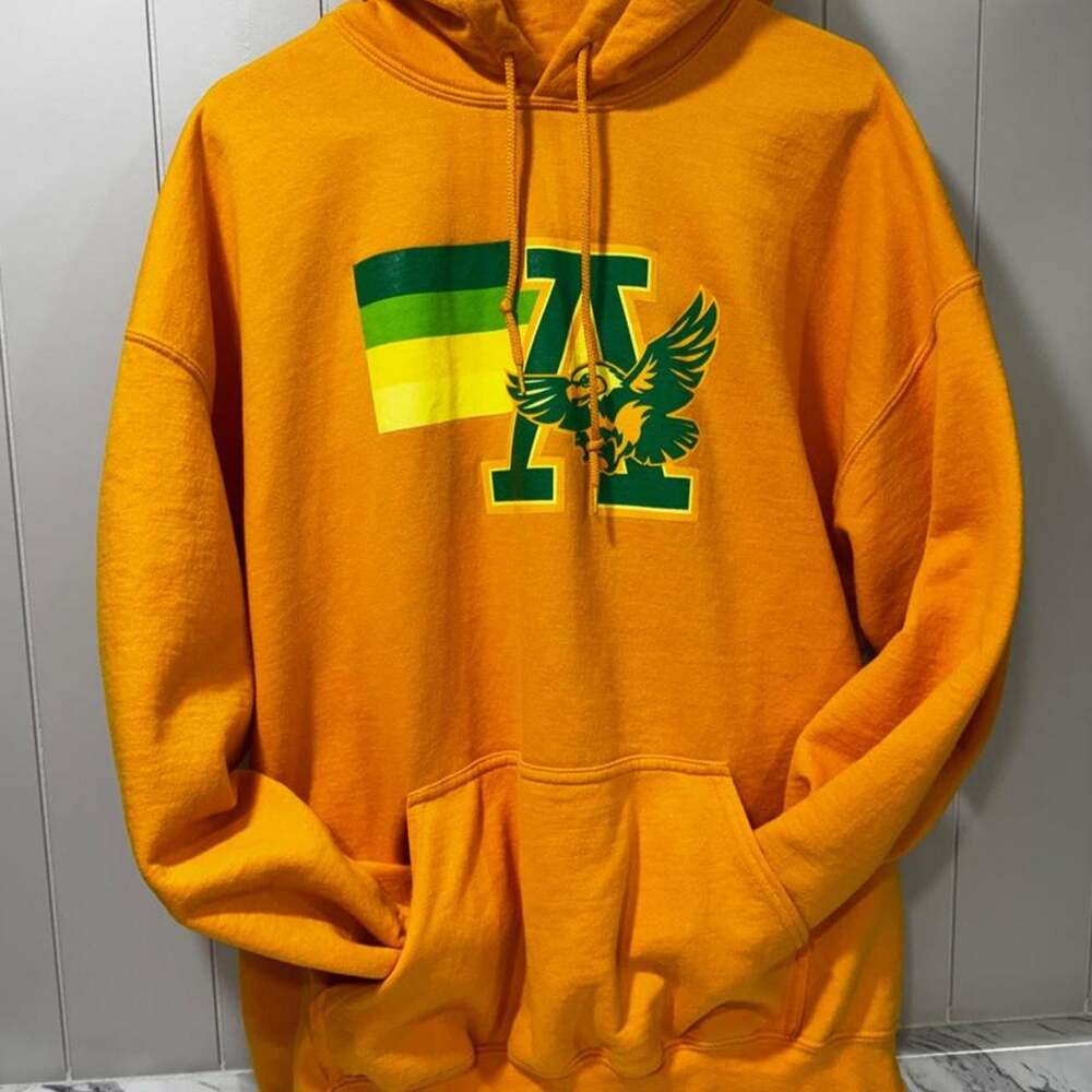 Gildan graphic hoodie with greenyellow